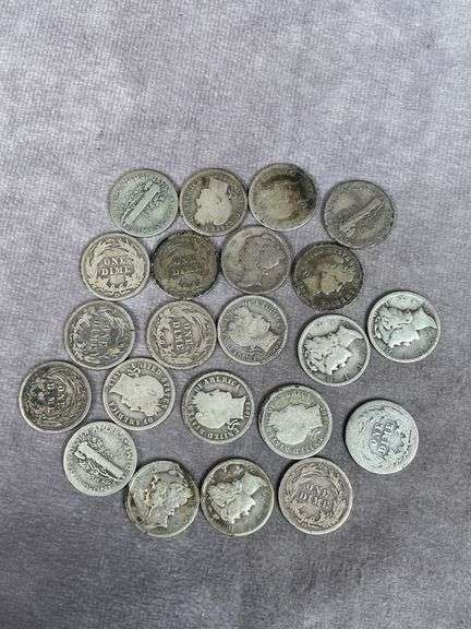 (14) Barber Dimes 1897-1916 + (8) Mercury Dimes 1924-29  Nice mix