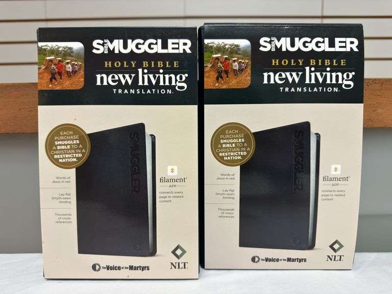 (2) Smuggler NLT Bibles Navy Leather Touch