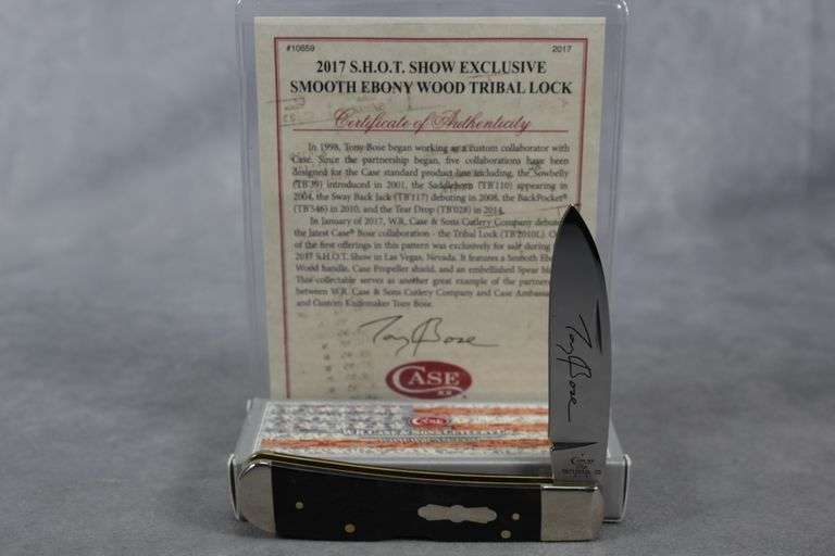 2017 CASE TRIBAL LOCK EBONY TONY BOSE BLADE ETCH TB712010L
