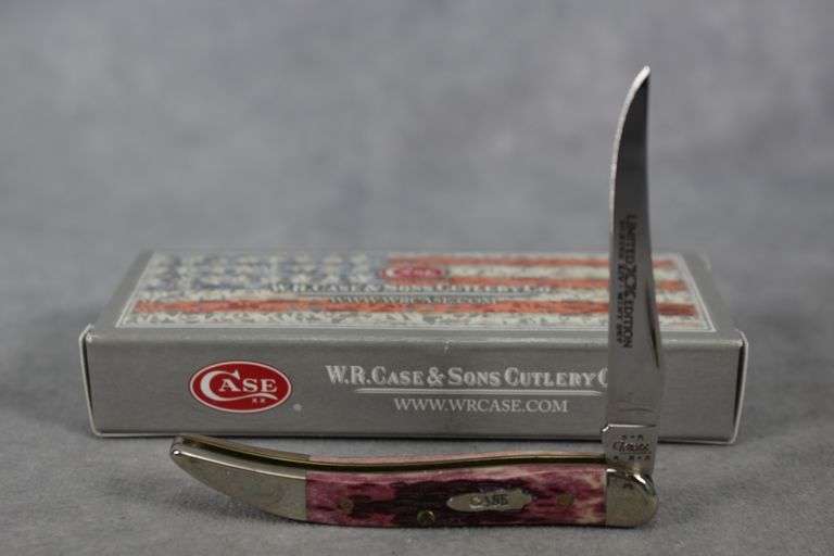 2002 CASE TINY TOOTHPICK PURPLE BONE ENGRAVED BOLSTERS 610096