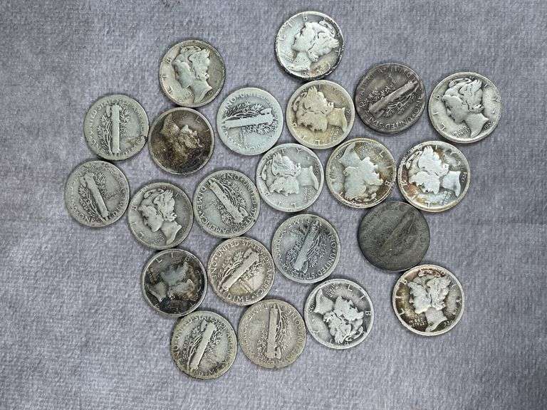 (22) Mercury Dimes 1920-29 All areMintmarked  Many “S” Mints  Super Lot!