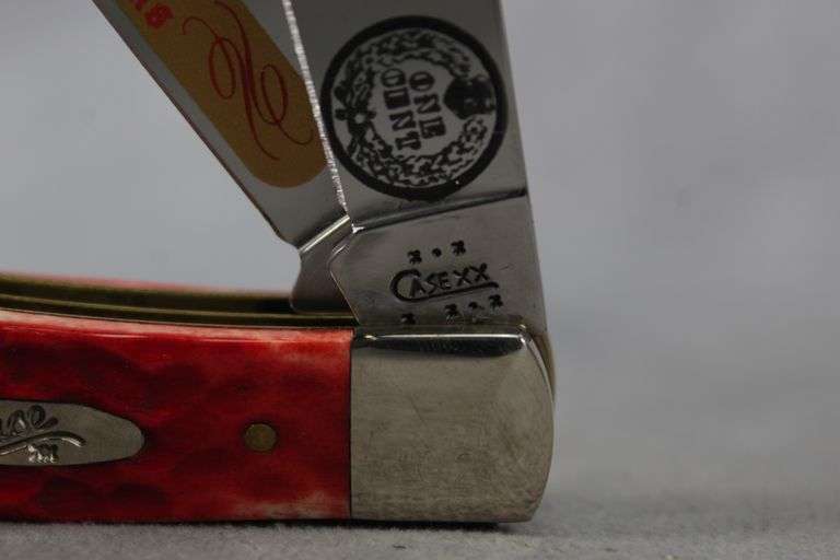 2002 CASE TRAPPER RED BONE INDIAN HEAD PENNY 6254