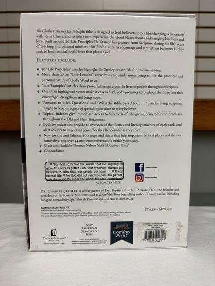 The Charles F. Stanley Life Principles NASB Brown Genuine Leather