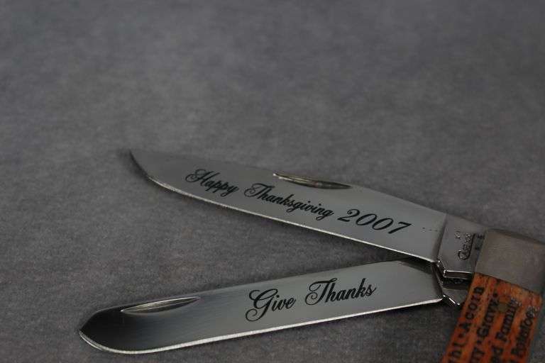 2007 CASE TRAPPER CHESTNUT BONE THANKSGIVING ETCH 6254