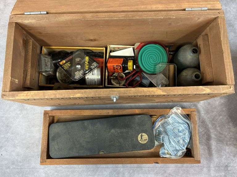 Mattamuskeet Wooden Sportsman's Box w/ Misc. Gun Supplies