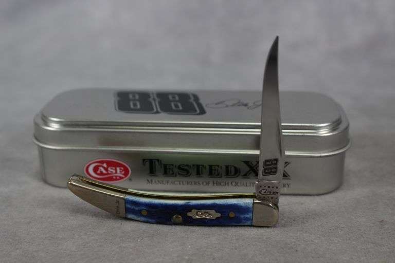 2010 CASE TINY TOOTHPICK BLUE/GREEN BONE 610096