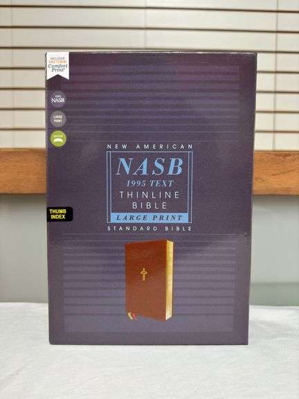 NASB Thin Line Bible Large Print Brown Leather Soft