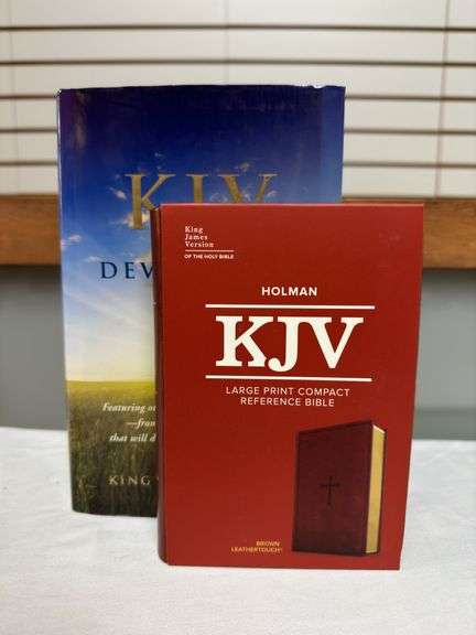 KJV Devotional Bible, and KJV Large Print Compact Reference Bible Brown Leather Touch