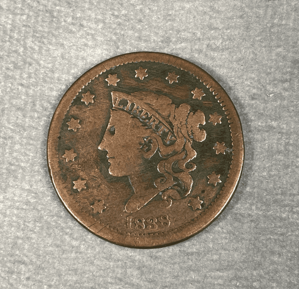 1838 Large Cent Decent detal  Nice collector grade