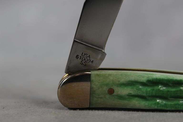 2009 CASE MEDIUM TOOTHPICK EMERALD GREEN BONE KINFOLKS 610094