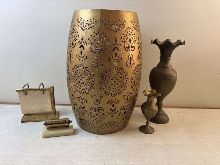 Brass table lamp vase 18” , sm brass vases