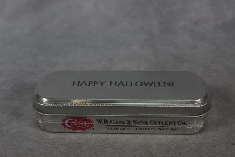 2014 CASE TRAPPER PERSIMMON ORANGE HAPPY HALLOWEEN 6254 NEW IN TIN