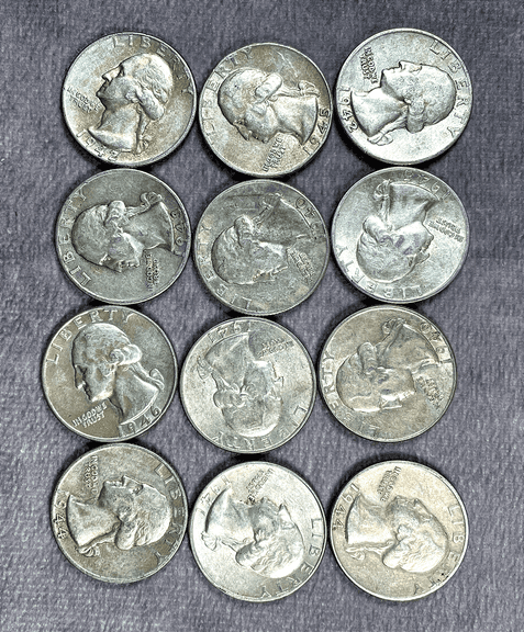 (12) Washington Quarters 1941-46  Many with luster another early date high grade lot