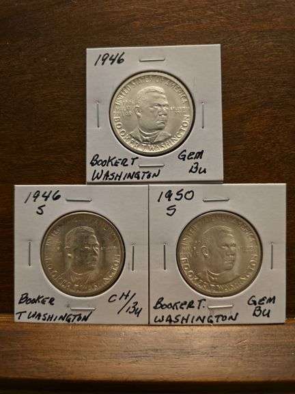 1946 GEM BU, 1946S CHOICE BU, 1950S GEM BU BOOKER T. WASHINGTON HALVES
