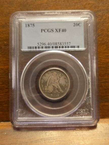 1875 20-CENT PIECE PCGS XF40 LOW MINTAGE