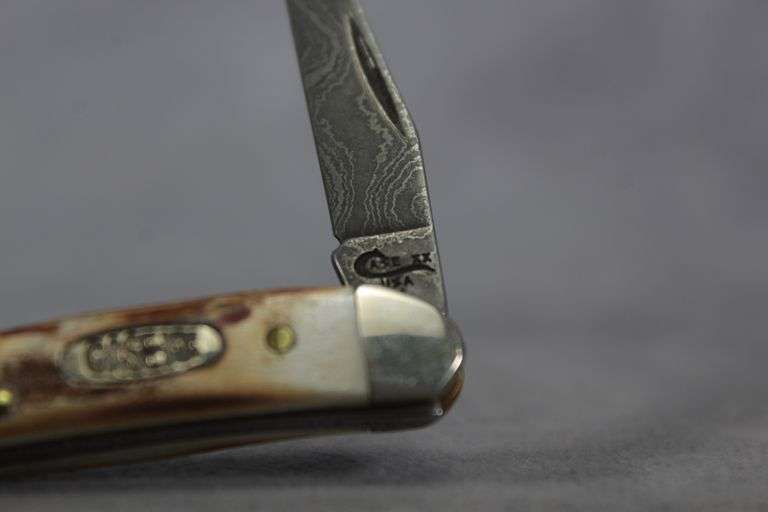 1999 CASE TINY TOOTHPICK STAG DAMASCUS BLADE 510096