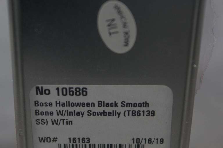 2019 CASE SOWBELLY BOSE HALLOWEEN BLACK SMOOTH BONE W/INLAY TB6139 NEW IN TIN