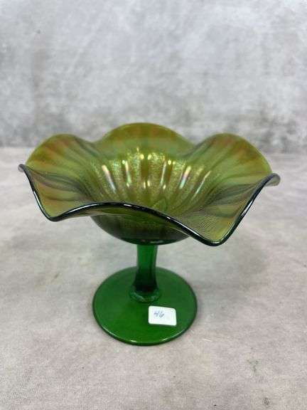 Millersburg Glass Boutonniere Compote - Green