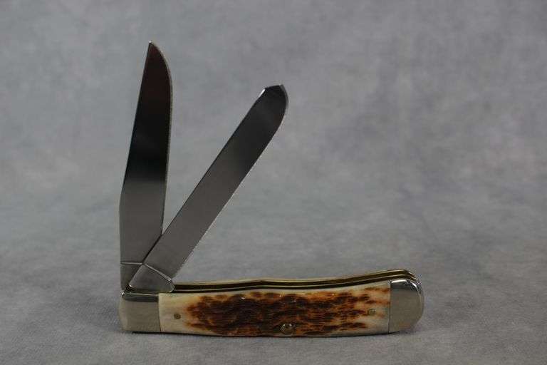 2020 CASE TRAPPER AMBER BONE PEACH SEED JIG HALLOWEEN SCRIMSHAW 6254