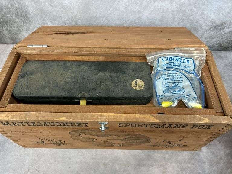 Mattamuskeet Wooden Sportsman's Box w/ Misc. Gun Supplies