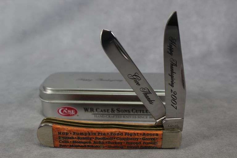 2007 CASE TRAPPER CHESTNUT BONE THANKSGIVING ETCH 6254