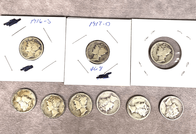 1916-S,17-D,18-D,20-S,24-S,24-S,25-S,30-S,31-S Mercury Dimes  All better dates