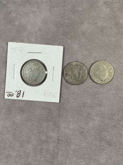 1883 No Cent, 1884, 1887 Liberty Nickels  Better Dates