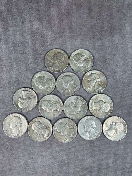 (14) Washington Quarters 1939-45 Many with luster another early date high grade lot