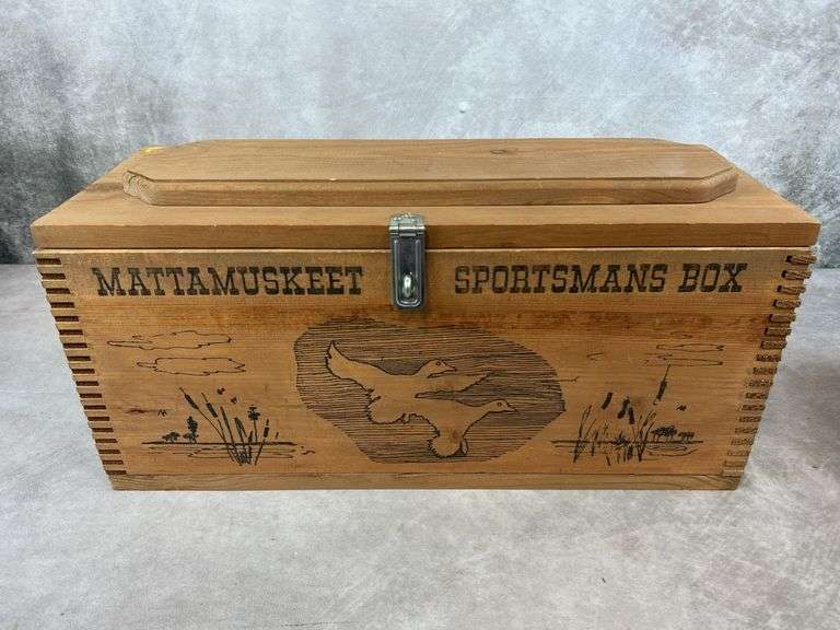 Mattamuskeet Wooden Sportsman's Box w/ Misc. Gun Supplies