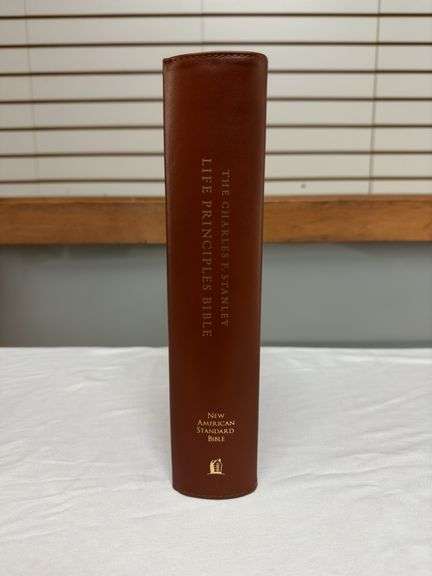 The Charles F. Stanley Life Principles NASB Brown Genuine Leather
