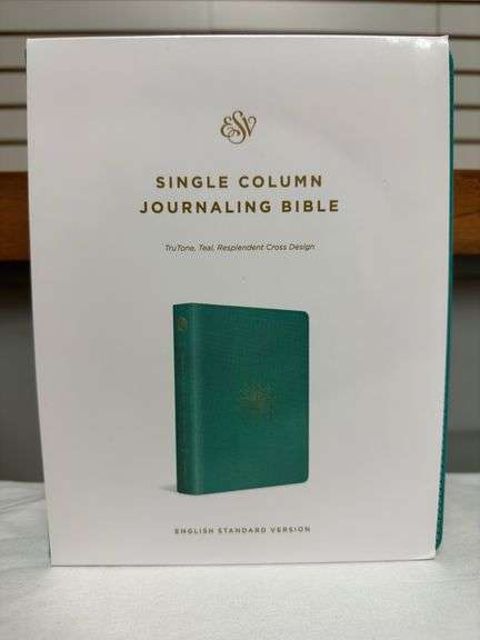 ESV Single Column Journaling Bible Teal Resplendent Cross Design