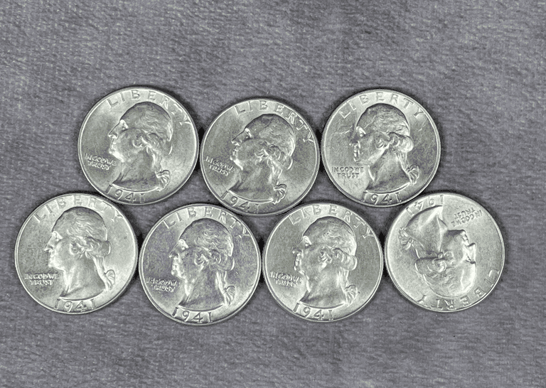 (7) 1941-P Washington Quarters  Very Lustrous Coins  Very High Grades  LOOK!