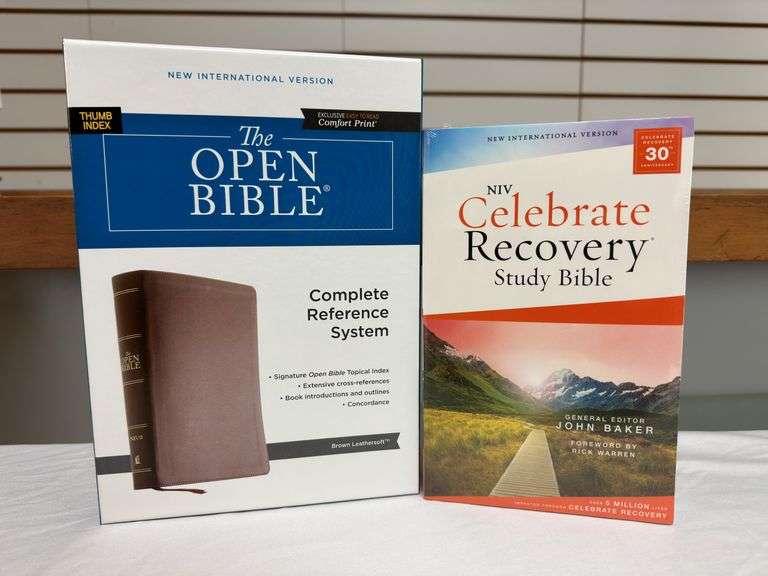 NIV The Open Bible Complete Reference System Brown Leather Soft, and NIV Celebrate Recovery Study Bi