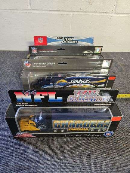 NFL CHARGERS DIE CAST TRUCKS NIB BID X 4