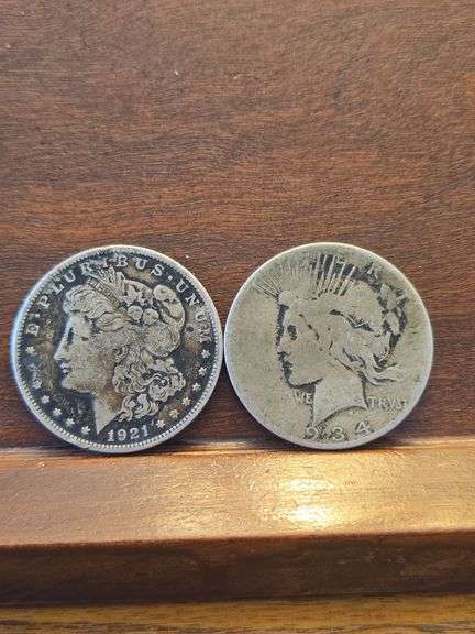 1921 MORGAN DOLLAR AND 1934S PEACE DOLLAR