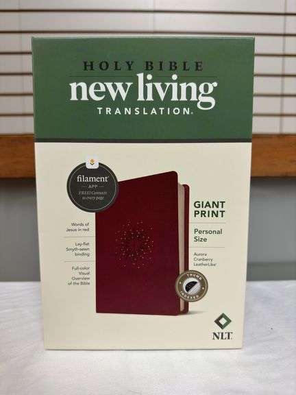New Living Translation NLT Giant Print Bible Aurora Cranberry Leather Like