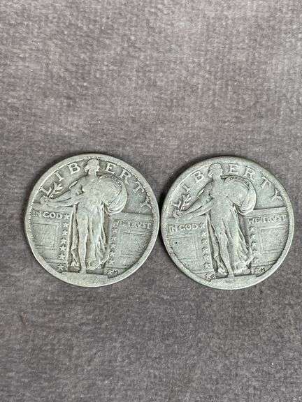 1917-D Type II and 18-D Standing Liberty Quarters Weak Dates but early Mintmarked dates Nice detail