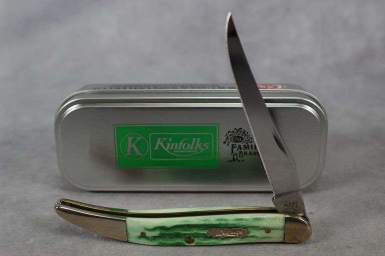 2009 CASE MEDIUM TOOTHPICK EMERALD GREEN BONE KINFOLKS 610094