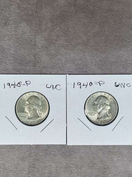 (2) 1940-P Washington Quarters Incredible Luster Very high grades Beautiful coins
