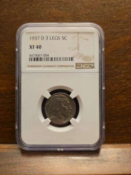 1937D 3 LEGGED BUFFALO NICKEL NGC XF40