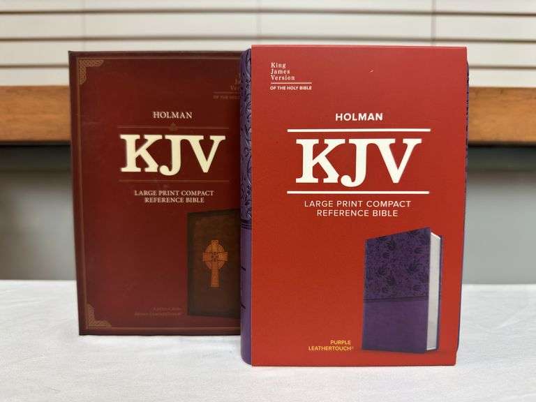 KJV Large Print Compact Bible Celtic Cross Brown Leather Touch, and KJV Large Print Compact Referenc