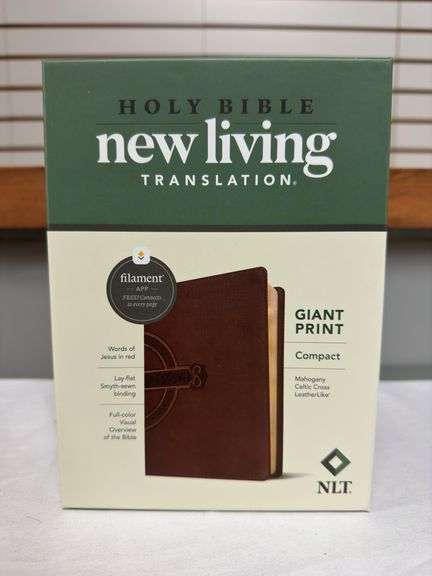 New Living Translation NLT Giant Print Bible Mahogany Leather Like Celtic Cross Design