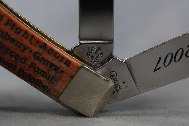 2007 CASE TRAPPER CHESTNUT BONE THANKSGIVING ETCH 6254