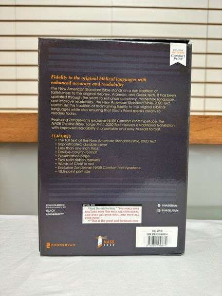 NASB Thin Line Bible Large Print Black Leather Soft