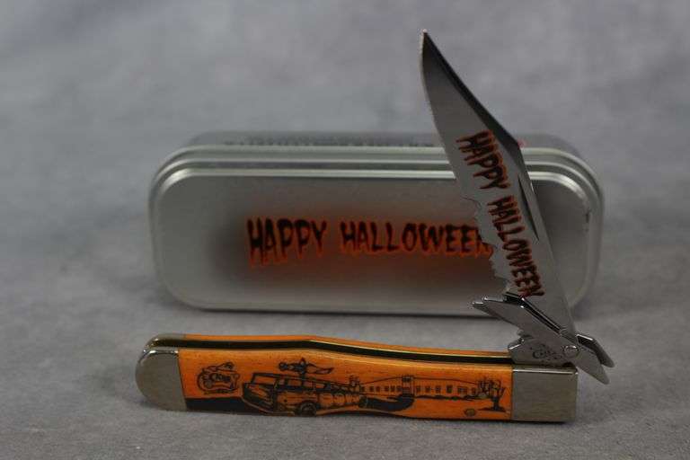 2012 CASE CHEETAH PERSIMMON ORANGE HALLOWEEN ETCH 6111 1/2L