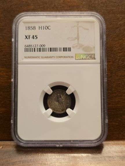 1858 HALF DIME NGC XF45 NICE COIN