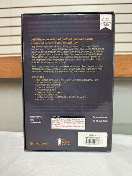 NASB Thinline Bible Teal Leather Soft