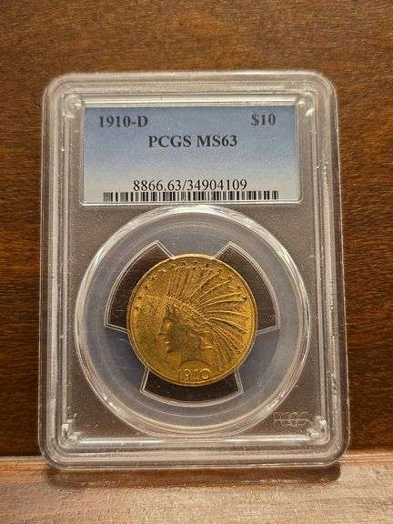 1910D $10. INDIAN HEAD GOLD PIECE PCGS MS63