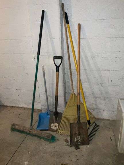 Shovels, brush, rake