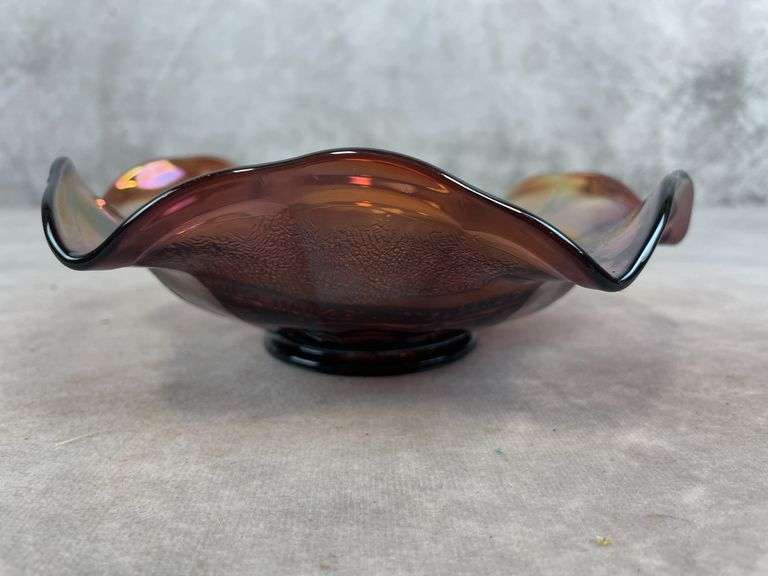 Millersburg Glass Courthouse Ruffled Bowl  - Amethyst